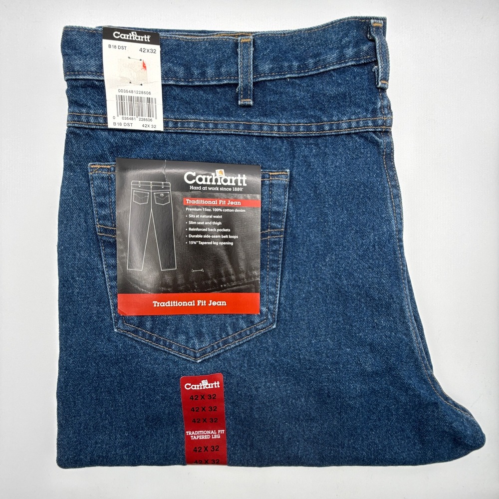 Carhartt B18 DST‎ Traditional Fit Jeans Mens 42X32 Premium 15oz Cotton Denim